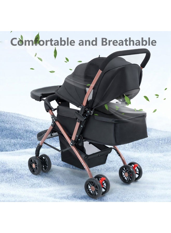 TAPIT Baby Stroller for toddlers 0-3 years One-click Foldable Lightweight Infant Travel Stroller With Storage Basket Multi-Postion Reclining Seat Comfortable and Shock Absorbent (Black) - Image 3